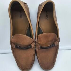 Aldo Mens Brown Suede Leather Dress Shoe Comfort Loafer Size10‎